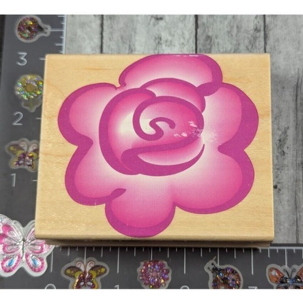 Hero Arts Rose Bloom H1461 Flower 1998 Rubber Stamp Wood #C46